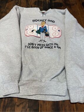 Vintage Hockey Dad Crewneck Sweatshirt Funny Humor Comedy Men’s XXL 90s Comedy